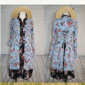 Anthropologie Maeve Leyster Corset Back Floral Midi Dress - Size 2